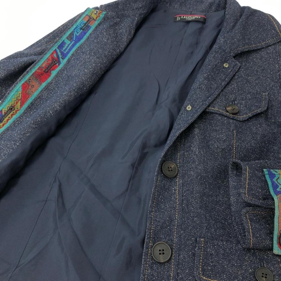 LEONARD レオナール デニムジャケット 11号 0281450 ネイビー シルク 