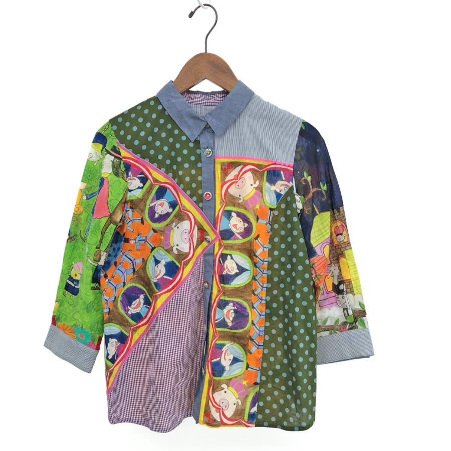 OLLEBOREBLA アルベロベロ 七分袖シャツ マルチカラー 綿 レディース  