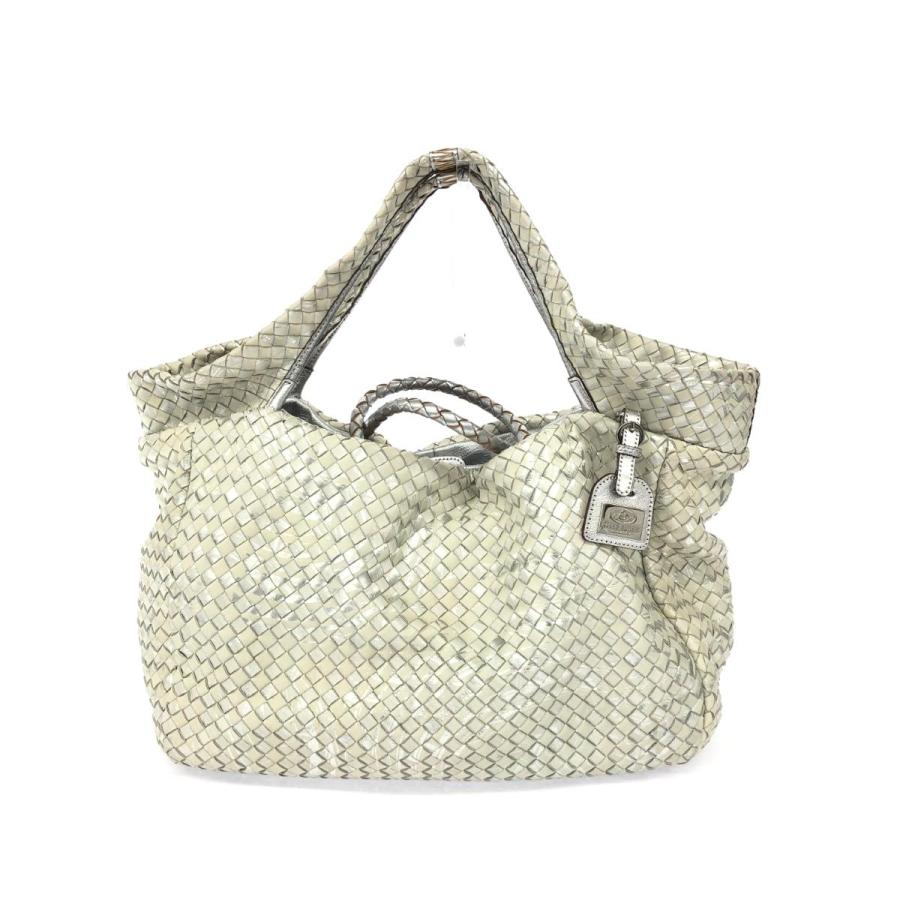 PELLE BORSA ペレボルサ トートバッグ 良好 ホワイト/シルバー PELLE BORSA ペレボルサ トートバッグ 良好 ホワイト/シルバー
