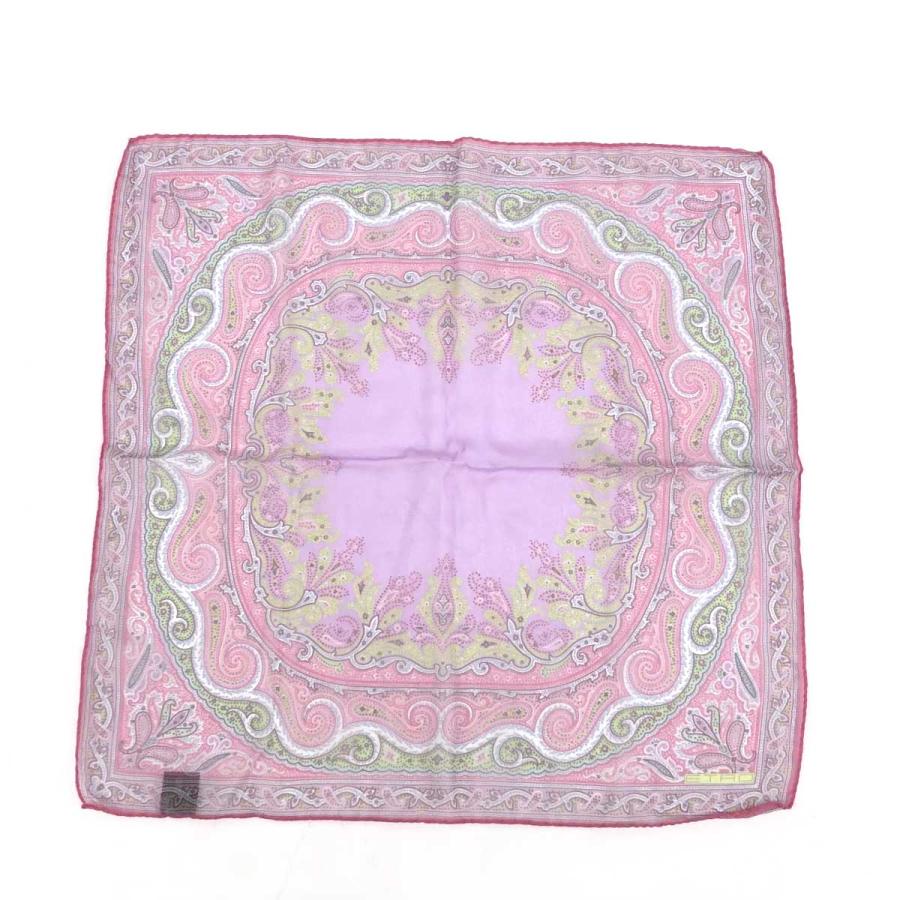 ETRO エトロ プチスカーフ 良好 ピンク シルク100% ペイズリー ETRO エトロ プチスカーフ 良好 ピンク シルク100% ペイズリー
