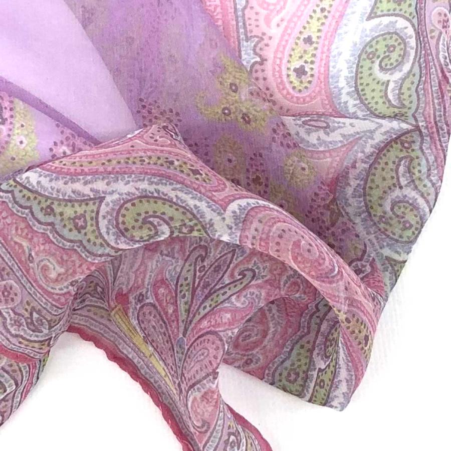 ETRO エトロ プチスカーフ 良好 ピンク シルク100% ペイズリー ETRO エトロ プチスカーフ 良好 ピンク シルク100% ペイズリー