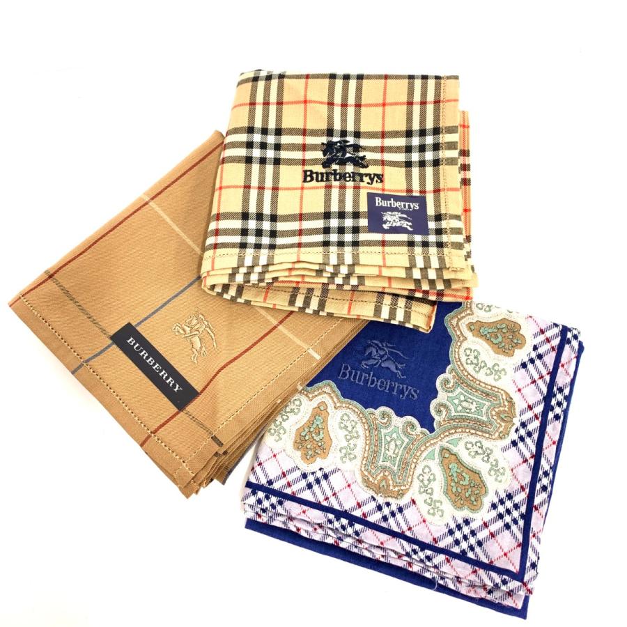 BURBERRY バーバリー ハンカチ 3枚セット 新品同様 マルチカラー BURBERRY バーバリー ハンカチ 3枚セット 新品同様 マルチカラー
