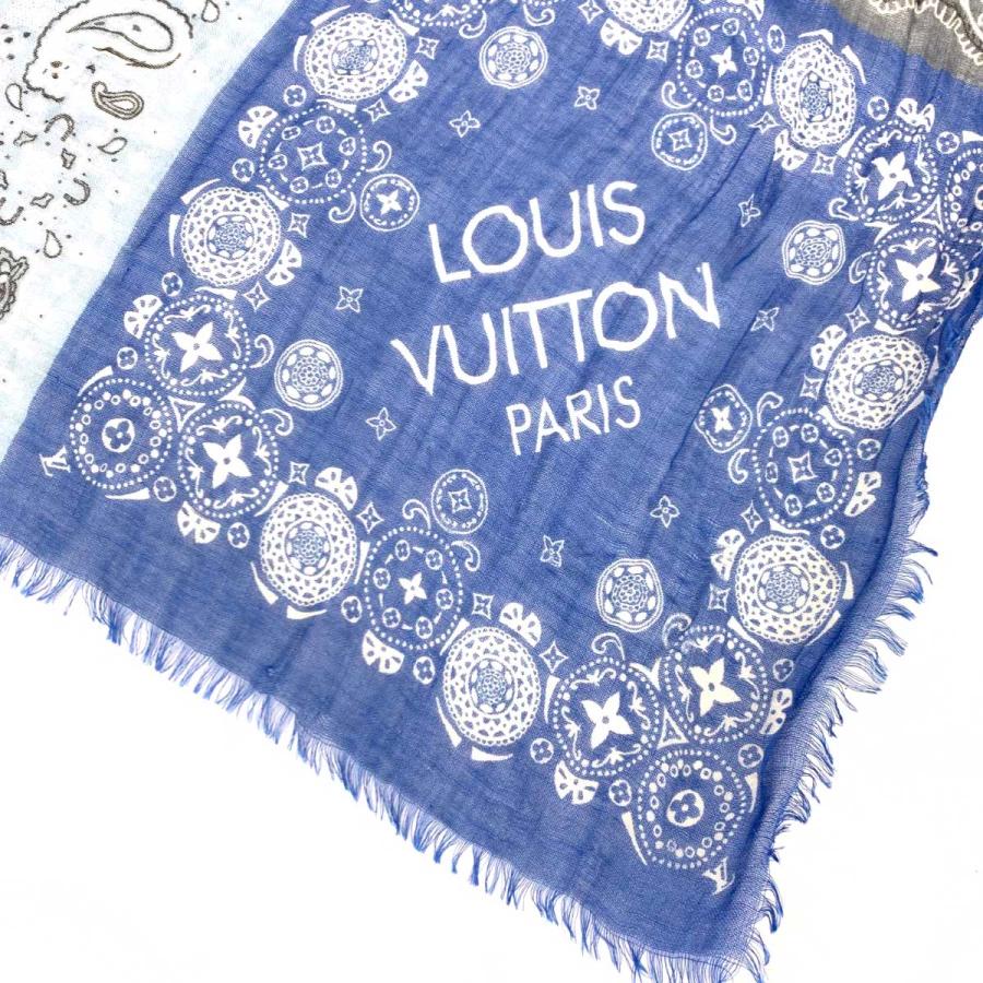 LOUIS VUITTON ルイヴィトン ストール M75266 ブルー カシミヤ70 