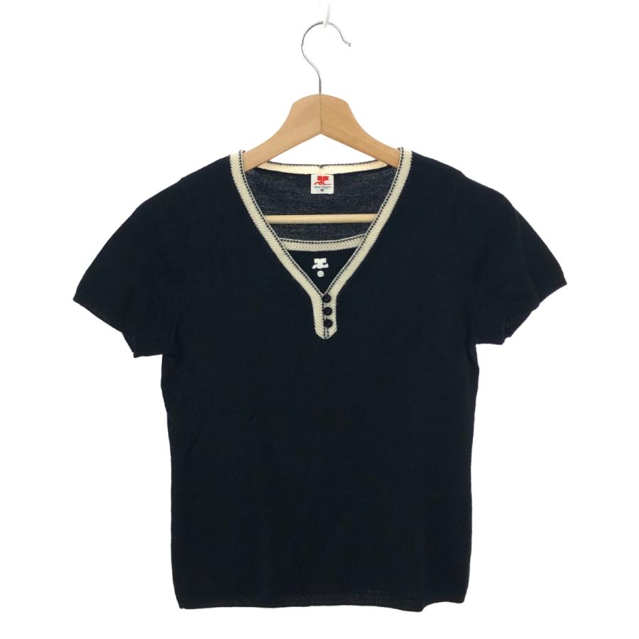 Courreges クレージュ ロゴニット サイズ:38 ブラック レディース 