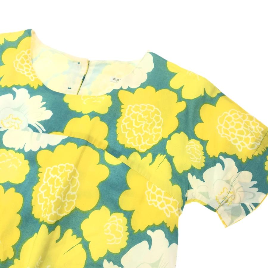 marimekko マリメッコ 半袖チュニック サイズ:34 グリーン/イエロー 