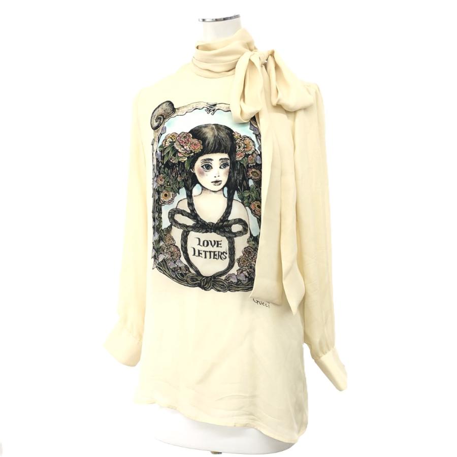 GUCCI グッチ×ヒグチユウコ 長袖ブラウス サイズ:38 ベージュ シルク 