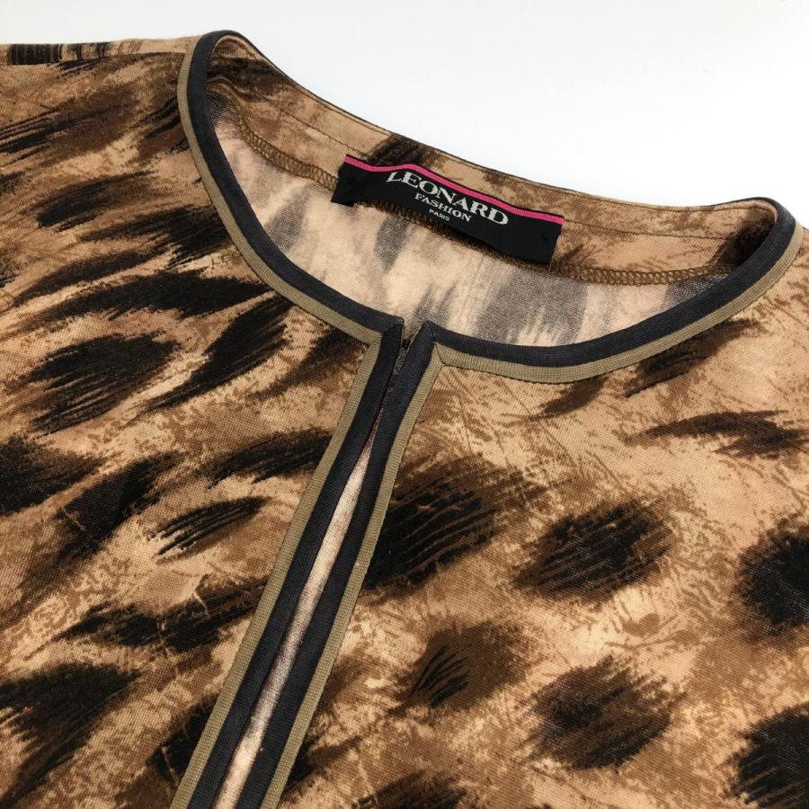 LEONARD レオナール カーディガン サイズ:L ブラウン ウールシルク  