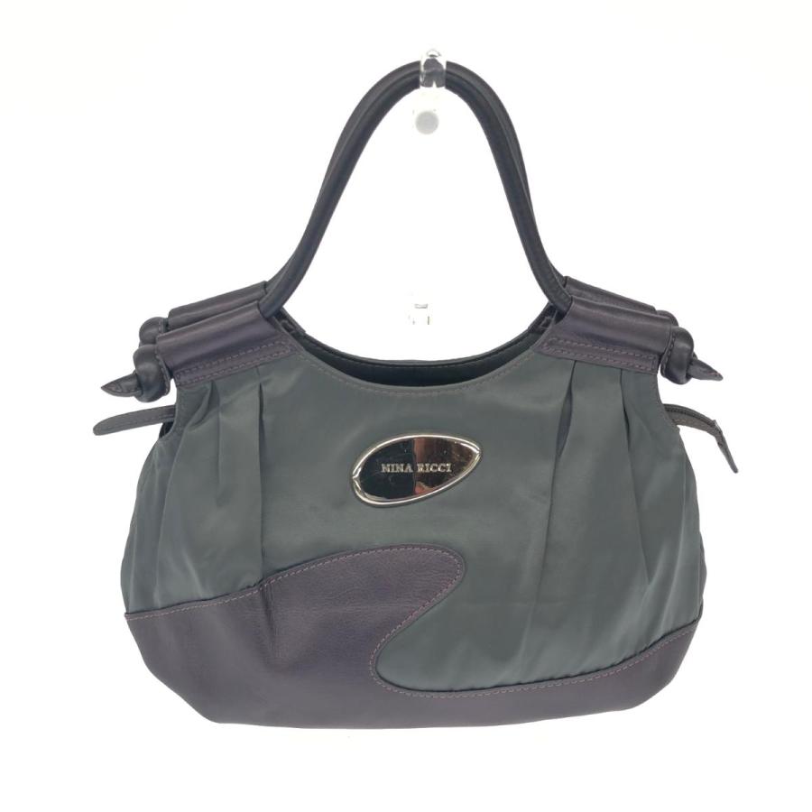 NINA RICCI ニナリッチ トートバッグ グレー/パープル レザー×ナイロン  