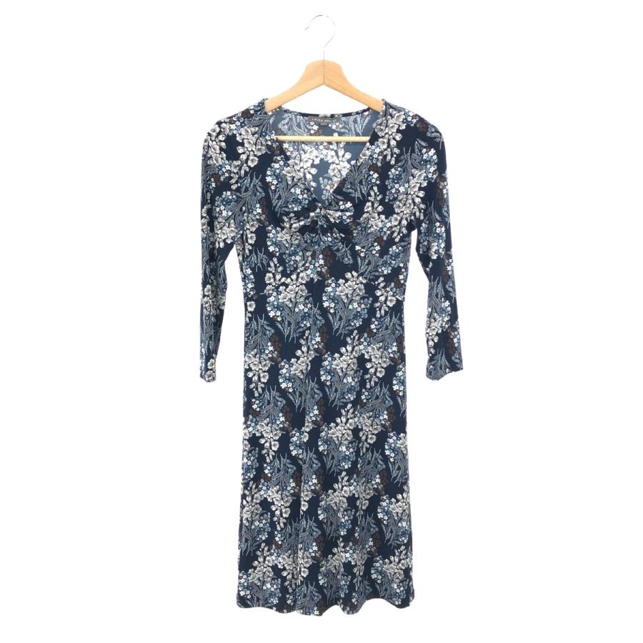 LAURA ASHLEY ローラアシュレイ 七分袖ワンピース サイズ:7 ネイビー 