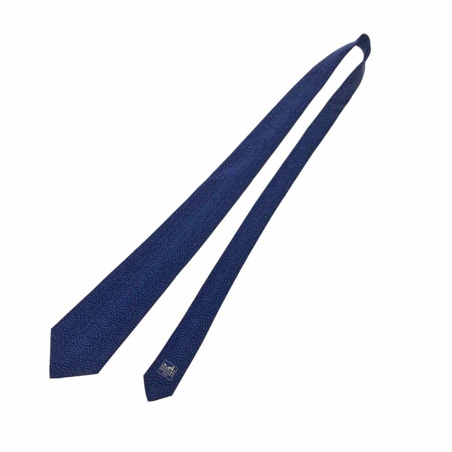 HERMES エルメス ネクタイ 美品 ネイビー シルク100% ドット HERMES エルメス ネクタイ 美品 ネイビー シルク100% ドット