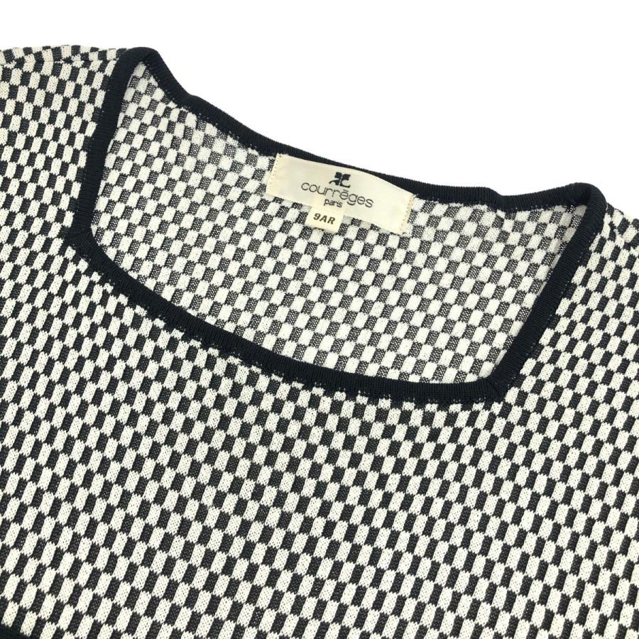 Courreges クレージュ 半袖ワンピース サイズ:9 ブラック/ホワイト 