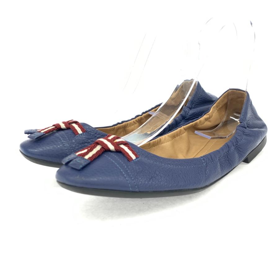 BALLY バリー バレエシューズ フラットパンプス 38 ブルー レディース 