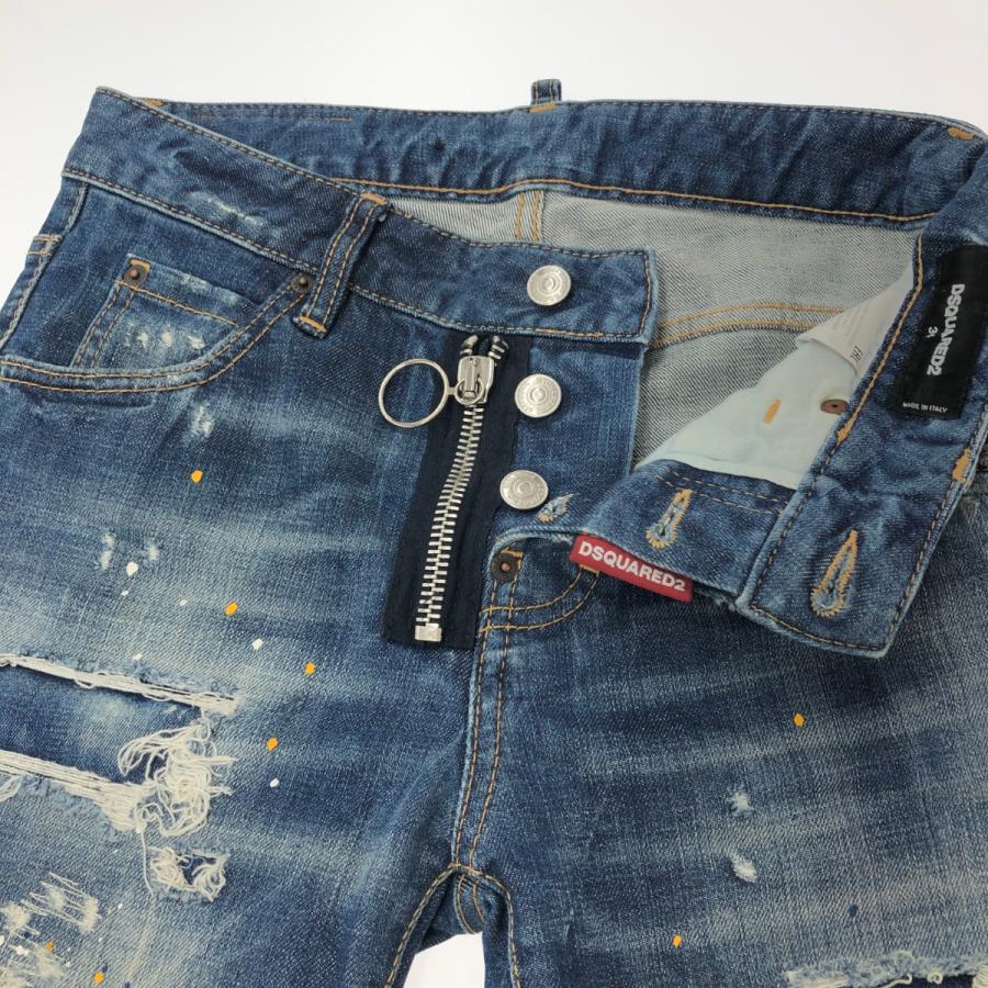 DSQUARED² ダメージ加工 クロップドデニムパンツ