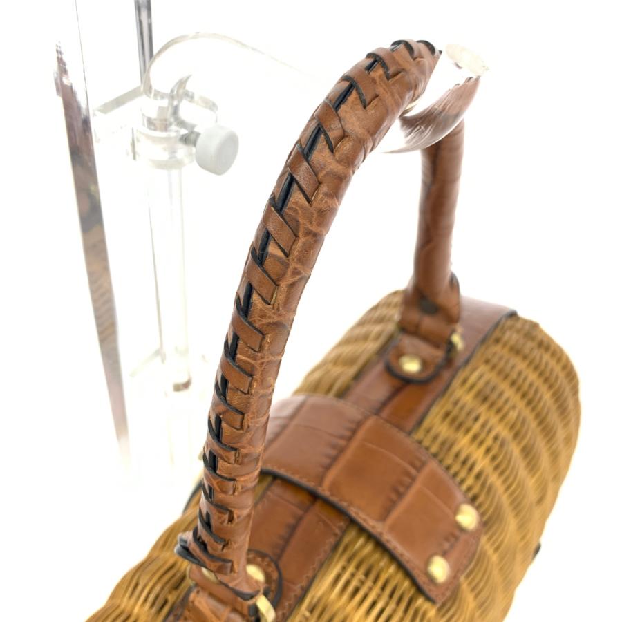 MONSAC モンサック ハンドバッグ 良好 ブラウン カゴバッグ