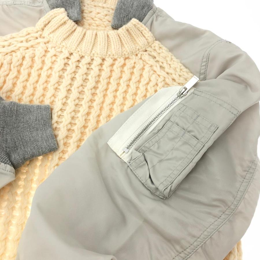 Sacai サカイ MA-1切替長袖ニット サイズ:2 18-03980 ホワイト Sacai サカイ MA-1切替長袖ニット サイズ:2 18-03980 ホワイト