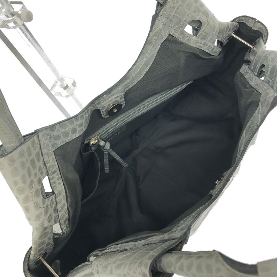 SAZABY サザビー トートバッグ グレー クロコ型押し レディース SAZABY サザビー トートバッグ グレー クロコ型押し レディース