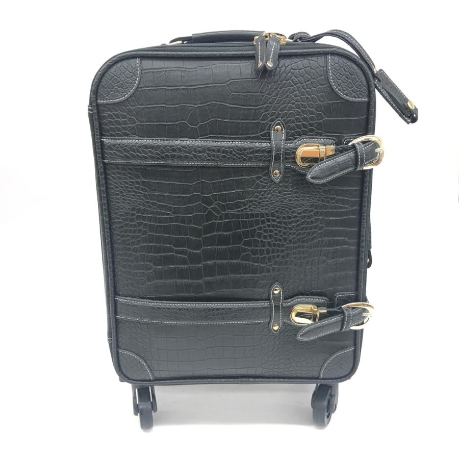 未使用✨スワニー クロコ型押し キャリーバッグ トートバッグ 黒 旅行