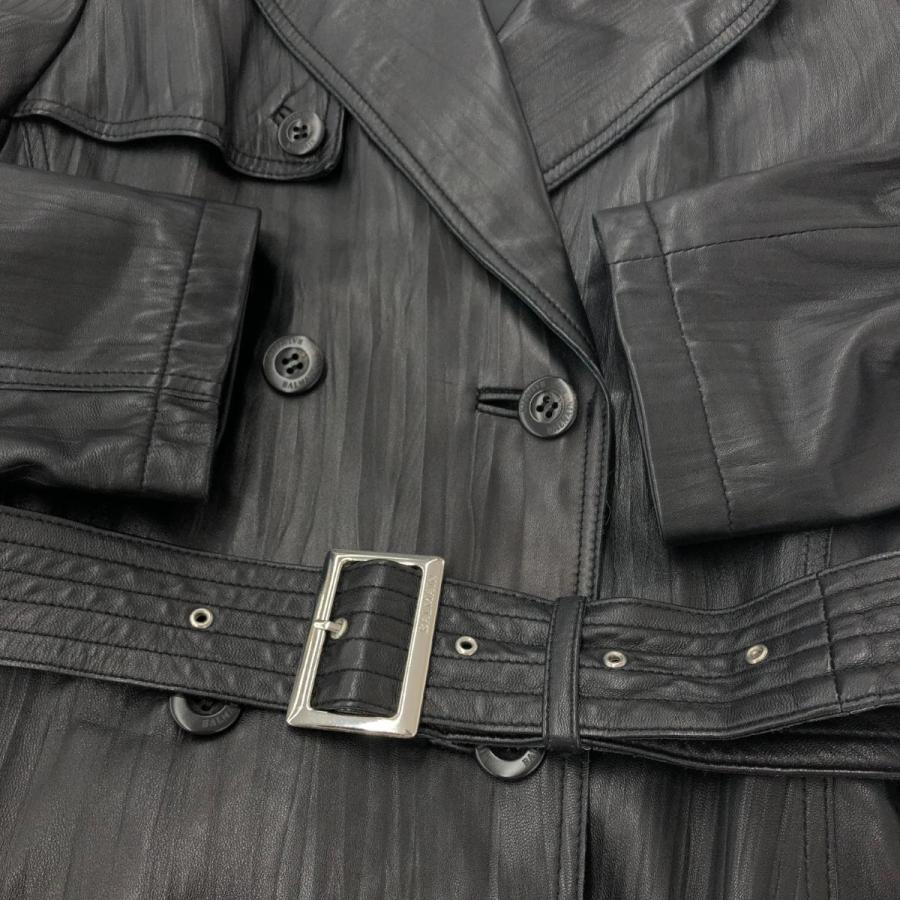 BALMAIN PARIS バルマン ダブルレザーコート サイズ:11 ブラック 羊革