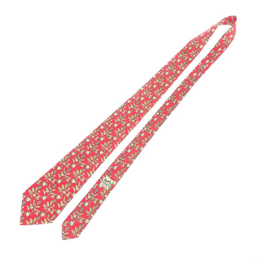 美品 エルメス HERMES ネクタイ シルク100% フランス製 イス柄 HERMES エルメス アニマル柄 ネクタイ シルク フランス製 総柄