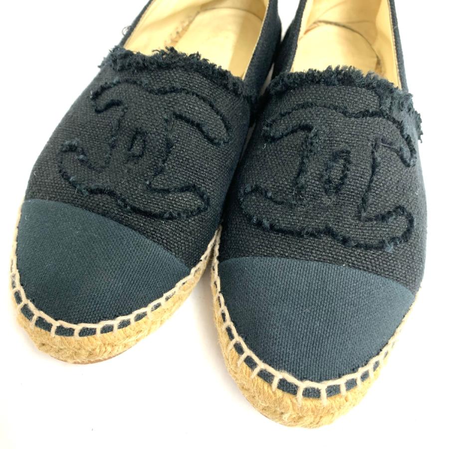 CHANEL デニムカラーエスパドリーユ スリッポン38