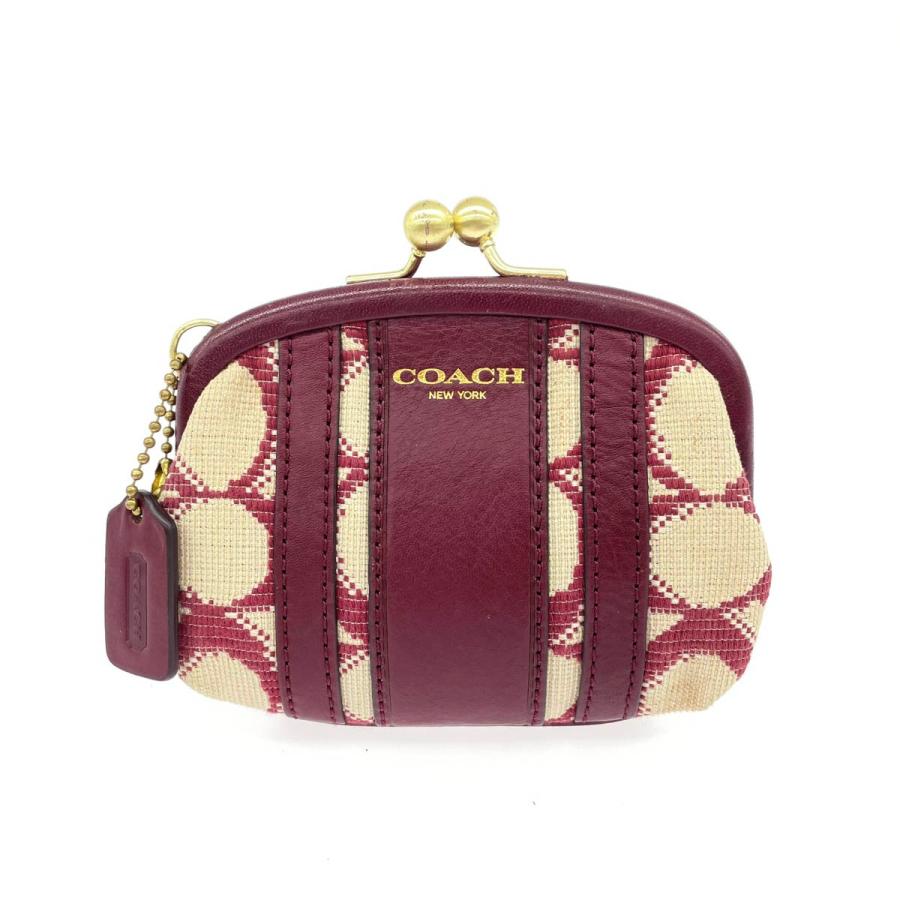 COACH コーチ がま口 コインケース ボルドー×ベージュ COACH コーチ がま口 コインケース ボルドー×ベージュ