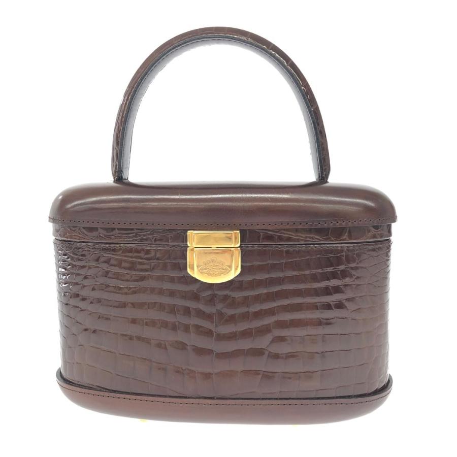 状態良好】BUCCHERI ハンドバッグ クロコダイル レザー ゴールド金具