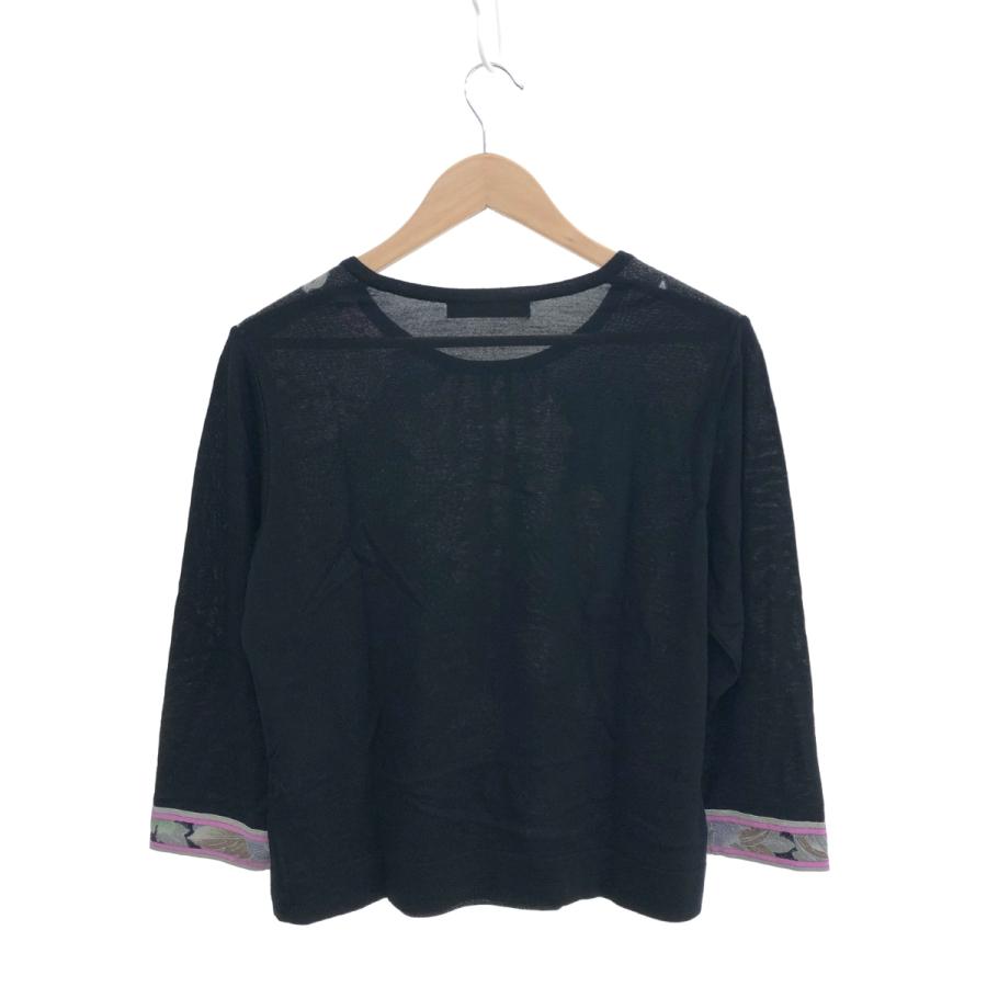 【美品】レオナール LEONARD 長袖 カットソー ニット 42サイズ LL LEONARD レオナール 長袖ニット 良好 大きいサイズ:42 ブラック