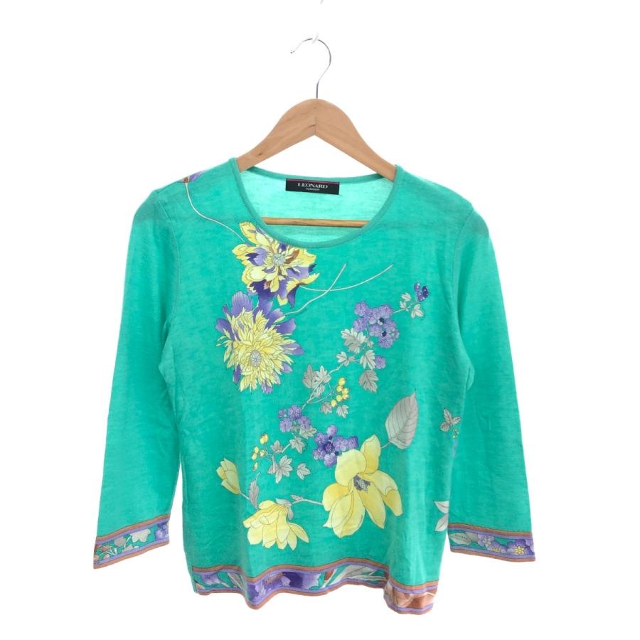 LEONARD レオナール　ウール　シルク　ハイネック　カットソー　ニット レオナール、美品トップス 長袖 ウールシルク LEONARD - 美品