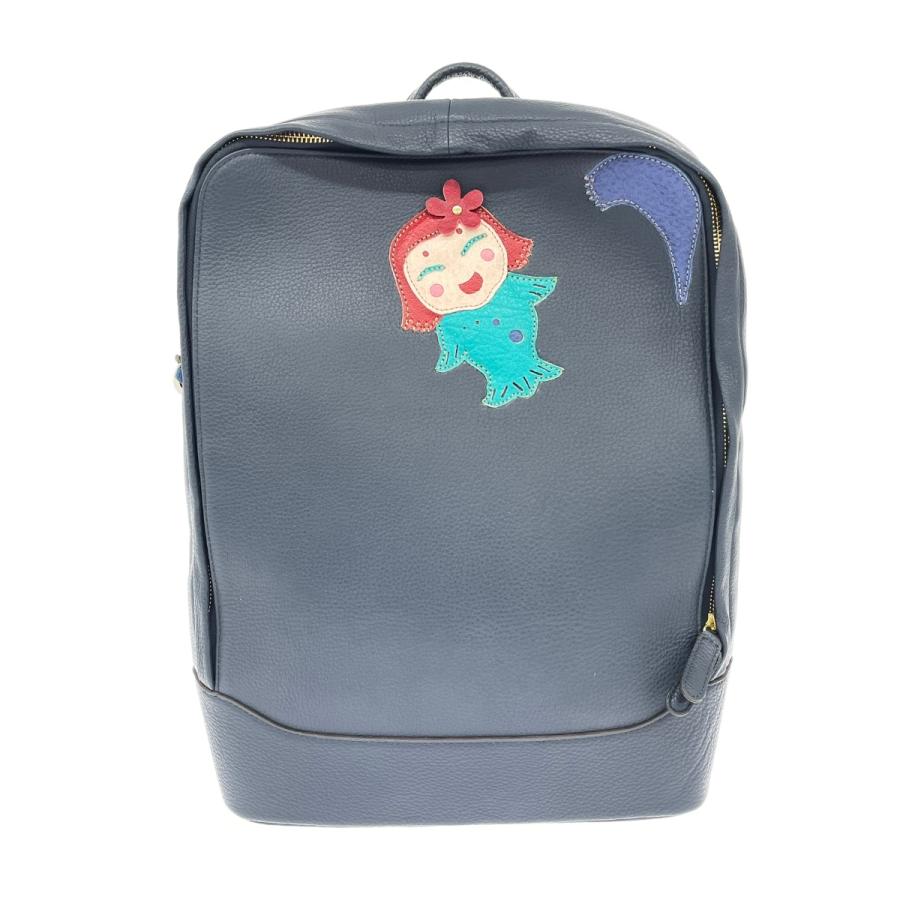 IBIZA ネイビー リュック 未使用 IBIZA イビサ レザー×ナイロン リュック 象デザイン 可愛い