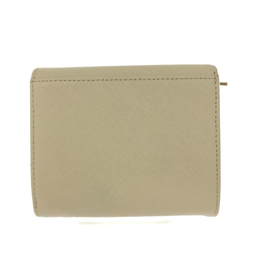 agnes b. ベージュレザー ニつ折り財布　ゴールドプレート agnes b. アニエスベー 二つ折り 財布 ベージュ レザー ロゴ