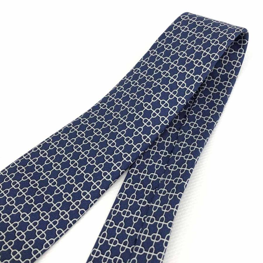 HERMES エルメス ネクタイ ネイビー/ブルー シルク100% 総柄 HERMES エルメス ネクタイ ネイビー/ブルー シルク100% 総柄