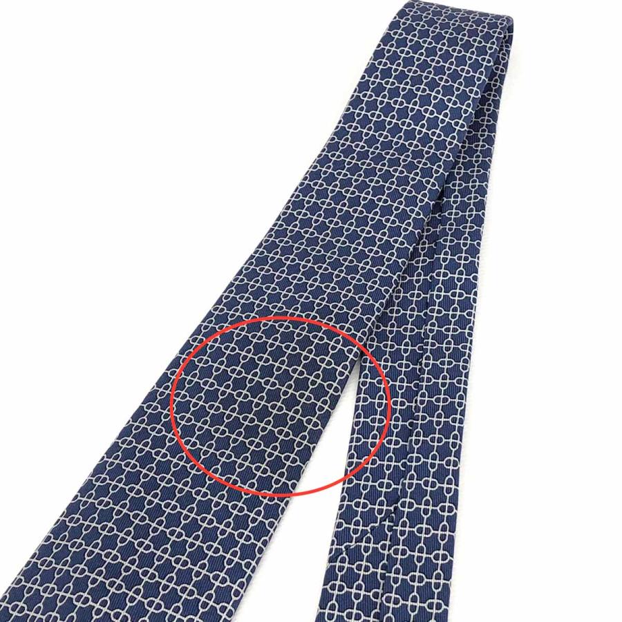 HERMES エルメス ネクタイ ネイビー/ブルー シルク100% 総柄 HERMES エルメス ネクタイ ネイビー/ブルー シルク100% 総柄