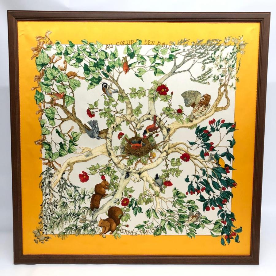 HERMES エルメス カレ90 AU COEUR DES BOIS(森の中で) 額装 HERMES エルメス カレ90 AU COEUR DES BOIS(森の中で) 額装