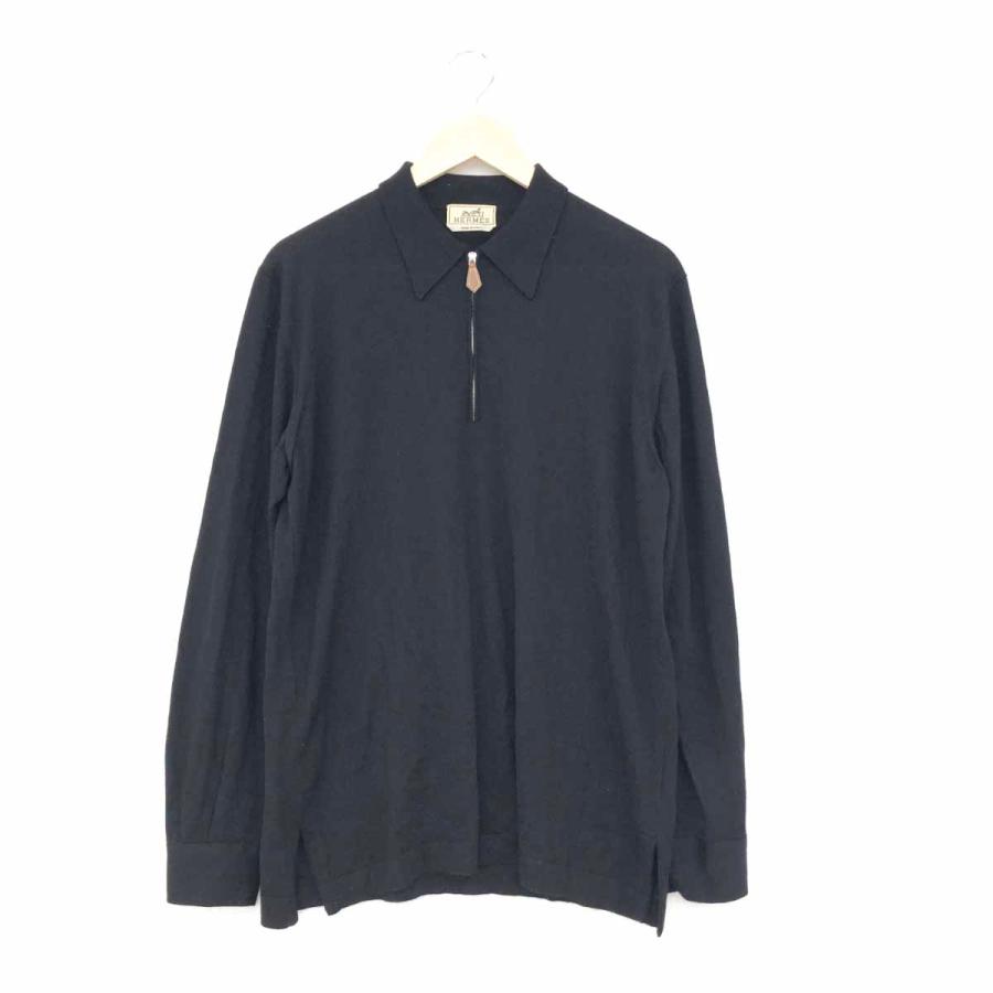HERMES エルメス ハーフジップニット サイズM ブラック カシミヤ HERMES エルメス ハーフジップニット サイズM ブラック カシミヤ