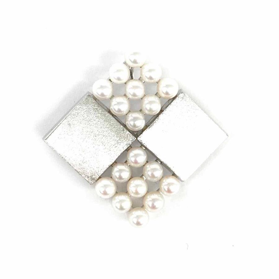 MIKIMOTO ミキモト SVブローチ 美品 シルバーカラー スクエア MIKIMOTO ミキモト SVブローチ 美品 シルバーカラー スクエア
