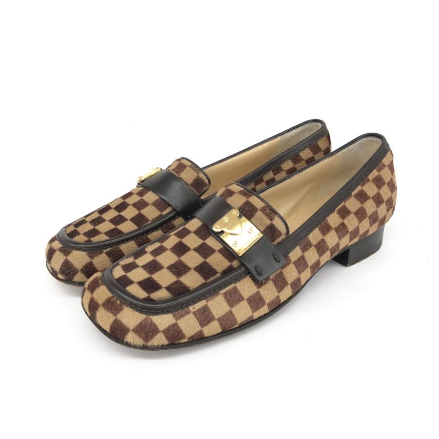 LOUIS VUITTON ルイヴィトン ダミエ ローファー 良好 36 1/2 ブラウン 
