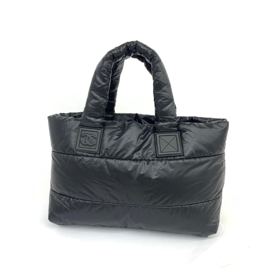 美品CHANELシャネルコココクーンブラックラムスキンバッグボストン