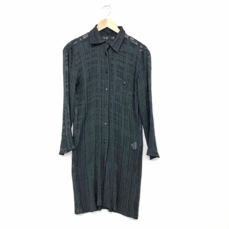 ISSEY MIYAKE イッセイミヤケ ロングシャツ 良好 サイズL ブラック 