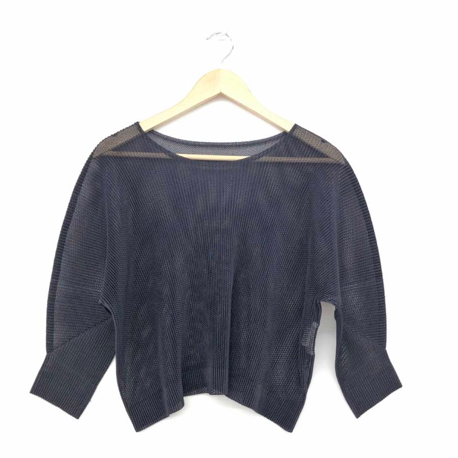 プリーツプリーズ PLEATS PLEASE 長袖カットソーネイビー