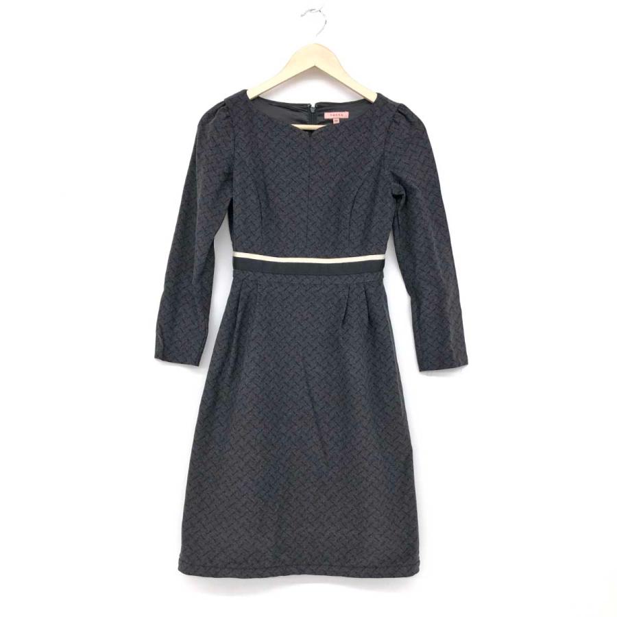 TOCCA トッカ 長袖ワンピース 小さいサイズ00 グレー レディース 総柄  