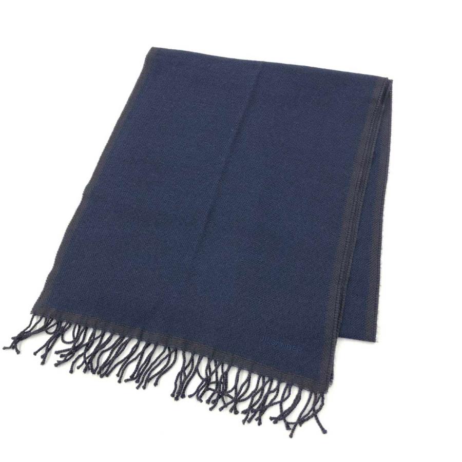 JILSANDER　ジルサンダー　マフラー　ストール　ネイビー　刺繍 JILSANDER ジルサンダー マフラー ストール ネイビー 刺繍 【公式通販】