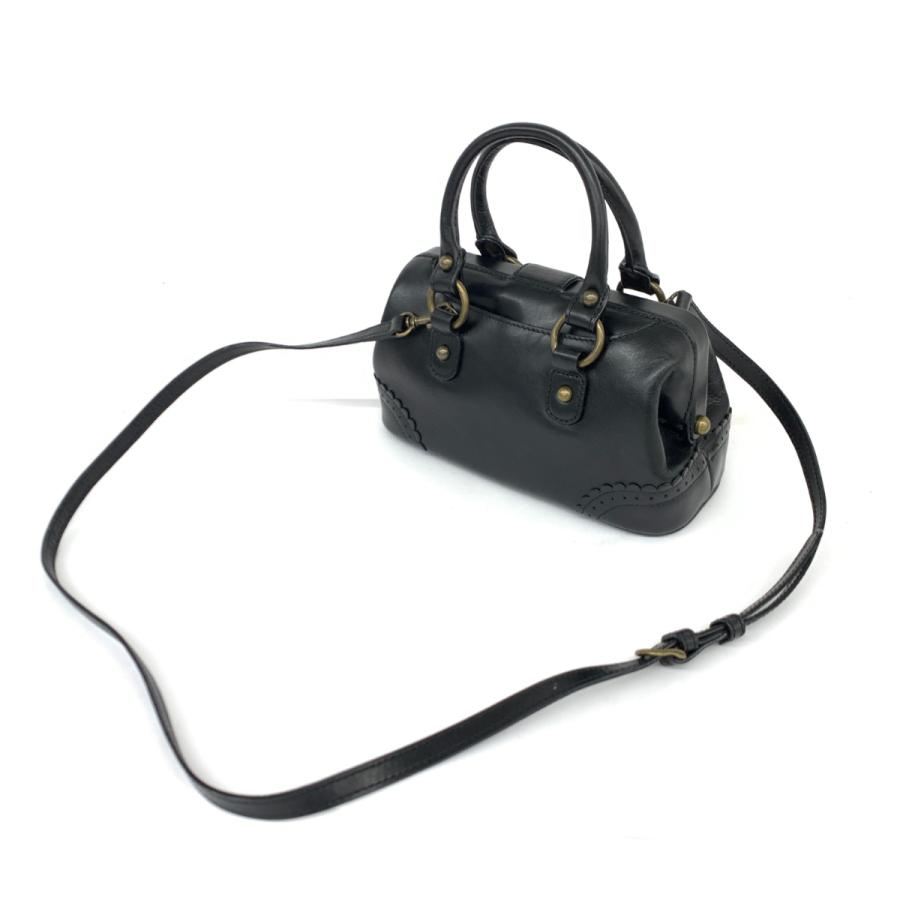 ANNA SUI アナスイ 2WAYバッグ 美品 ブラック レザー がま口 ANNA SUI アナスイ 2WAYバッグ 美品 ブラック レザー がま口