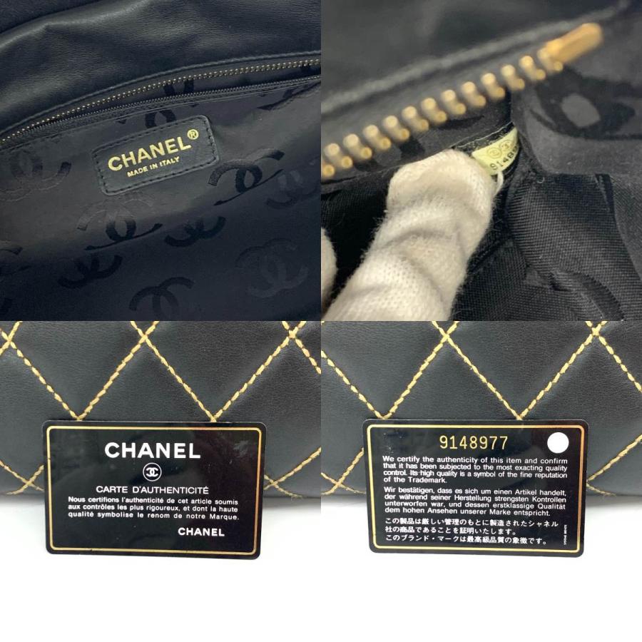 CHANEL シャネル  トートバッグ  9148977 ブラック カーフスキン ワイルドステッチ ココマーク レディース bag 鞄｜tifana｜06