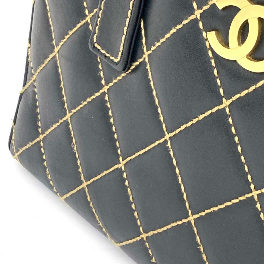 CHANEL シャネル  トートバッグ  9148977 ブラック カーフスキン ワイルドステッチ ココマーク レディース bag 鞄｜tifana｜07