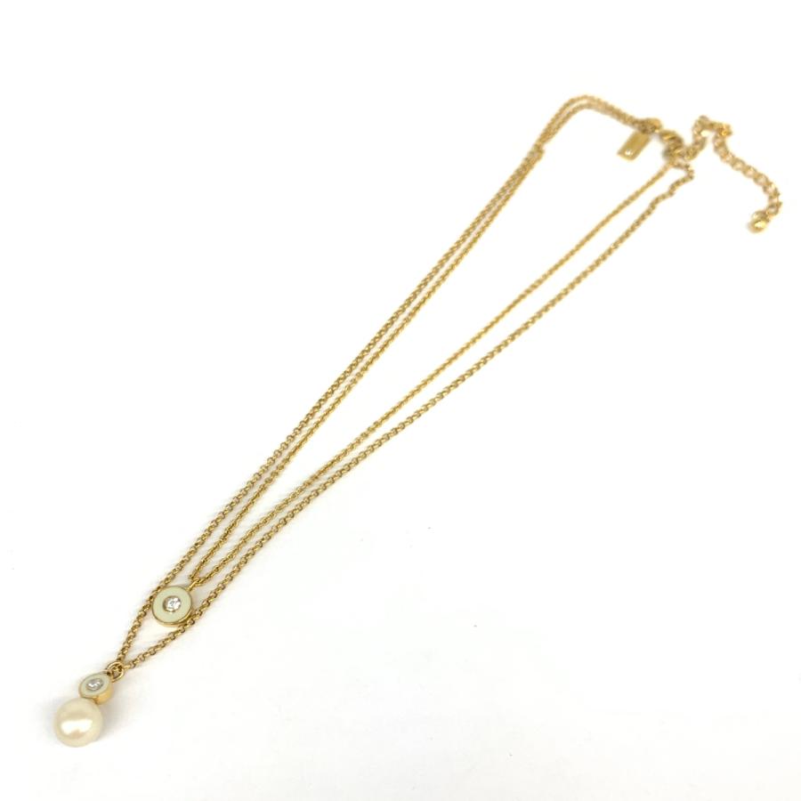 Kate spade ケイトスペード  2連ネックレスネックレス 良好  ゴールドカラー フェイクパール  レディース チョーカー ペンダント accessory アクセサリー｜tifana｜02