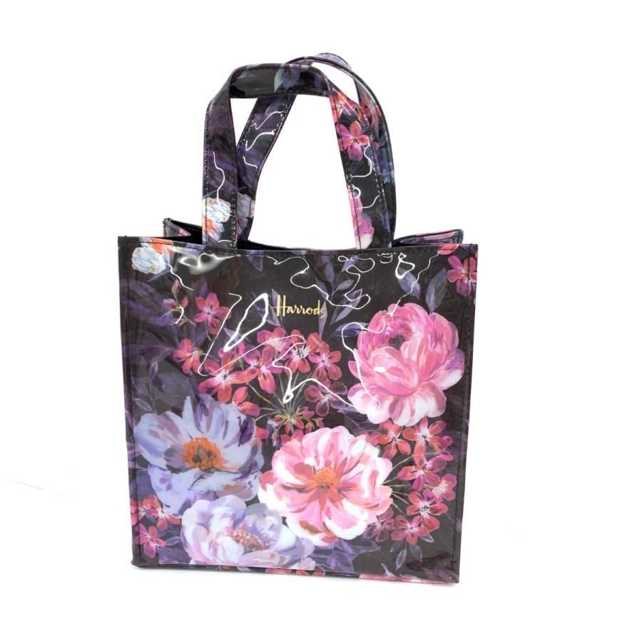 Harrods ハロッズ トートバッグ 美品 パープル PVC ティーローズ 