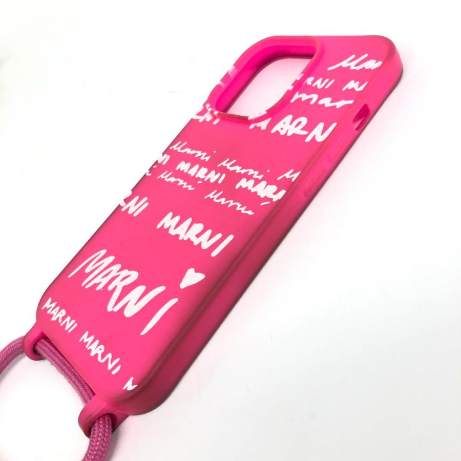 MARNI マルニ  スマホショルダー スマホケース iPhoneケース    ピンク シリコン GUMMY iPhone 14 Pro  名刺入れ パスケース｜tifana｜02