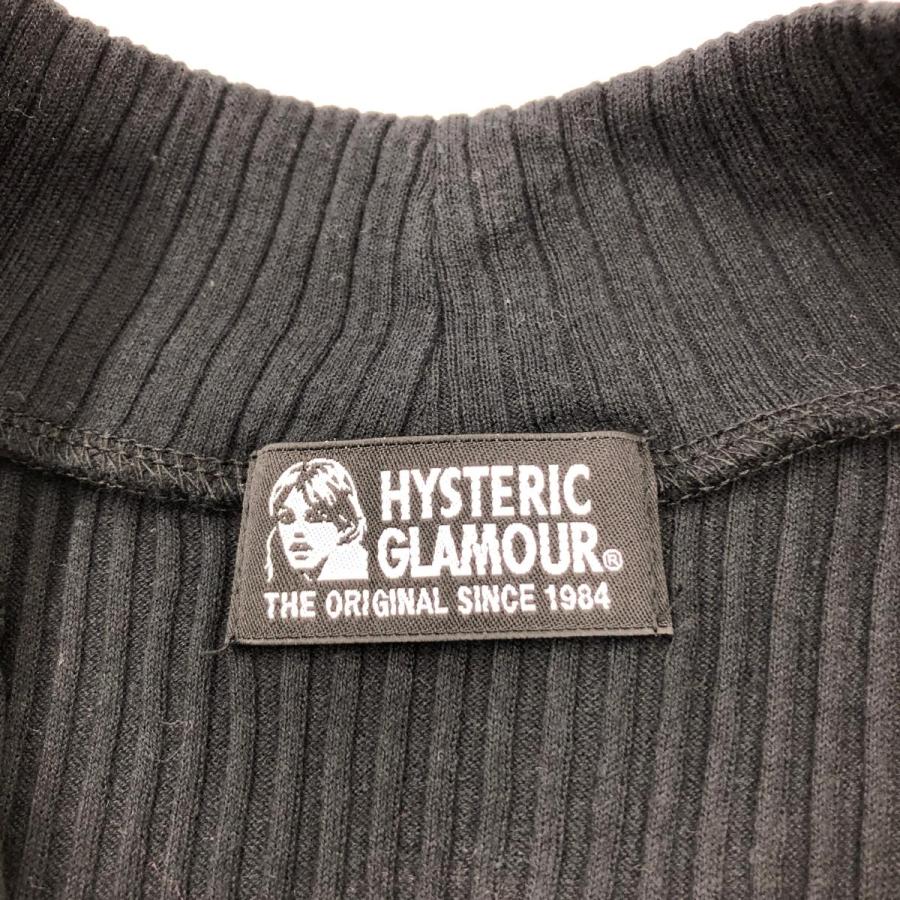 HYSTERIC GLAMOUR ヒステリックグラマー  ハーフジップカットソー 良好 サイズフリー  ブラック 綿 レディース  トップス ノースリーブ｜tifana｜05