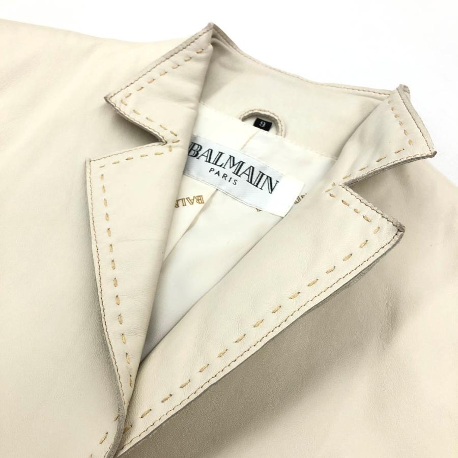 BALMAIN PARIS バルマン レザージャケット ホワイト 羊革 BALMAIN PARIS バルマン レザージャケット ホワイト 羊革