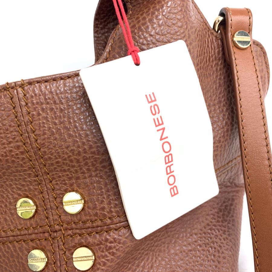 Borbonese ボルボネーゼ 2WAYショルダーバッグ ブラウン レザー Borbonese ボルボネーゼ 2WAYショルダーバッグ ブラウン レザー